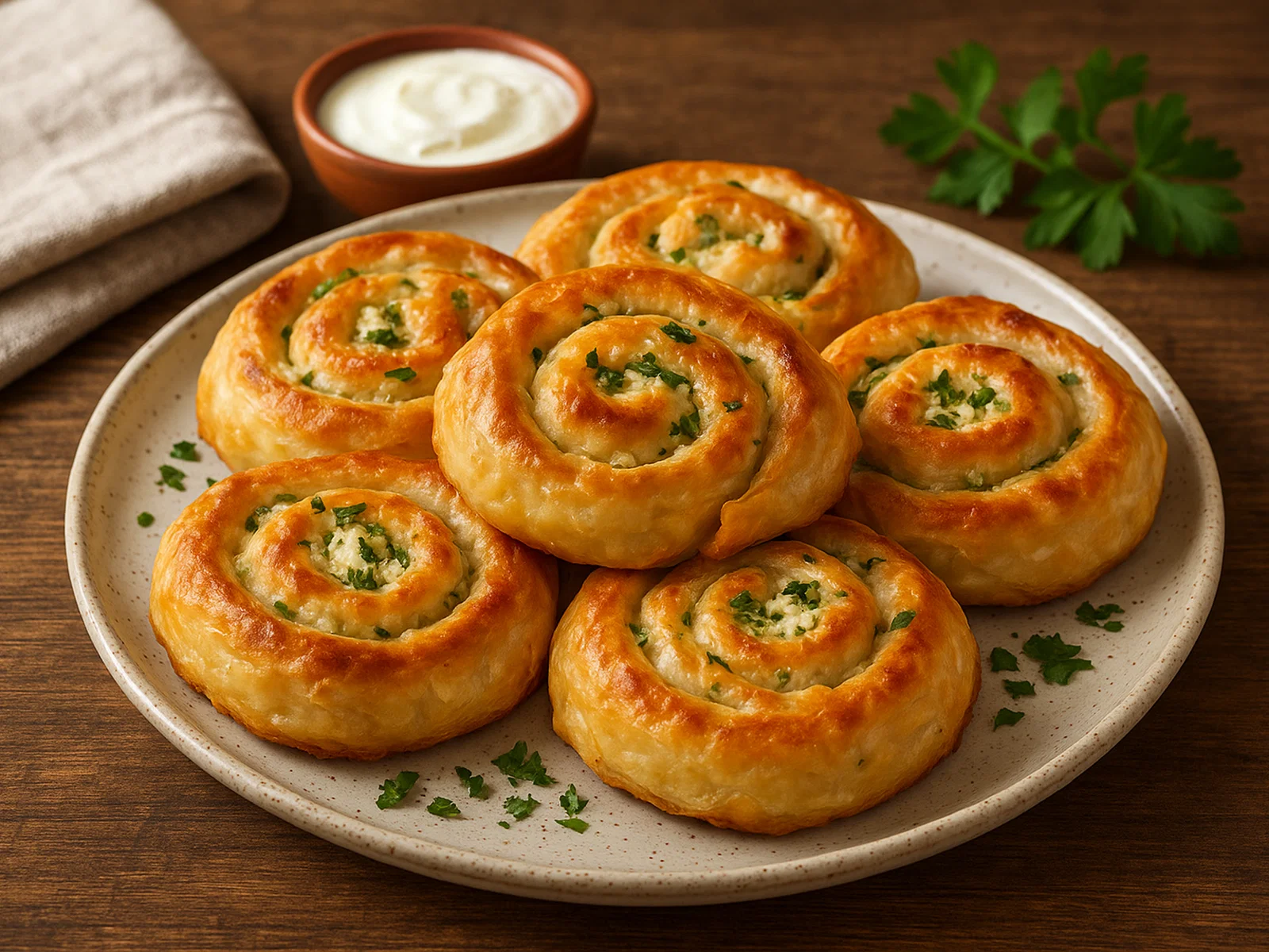 Byurek mit Sirene (bulgarische Käse-Börek-Schnecken)