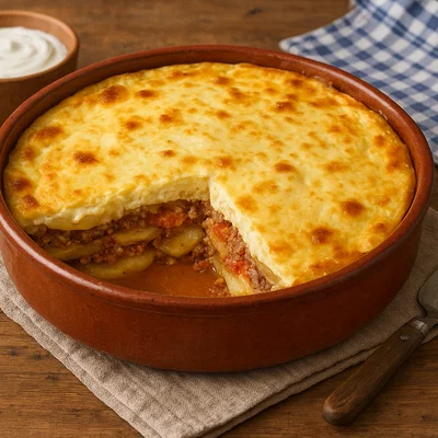 Kartofena Musaka – Bulgarischer Kartoffel-Hackfleisch-Auflauf mit Joghurtguss