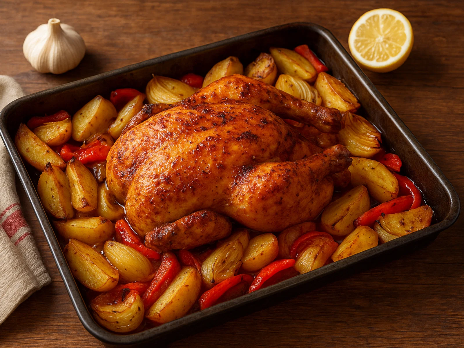 Pecheno Pile – Bulgarisches Brathähnchen mit Kartoffeln