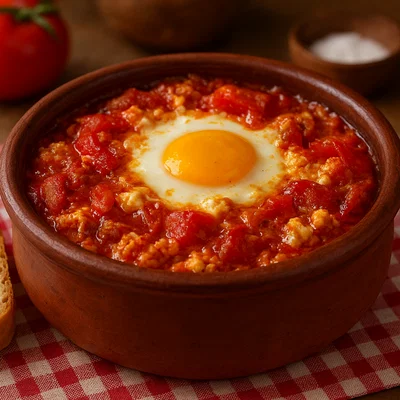 Sirene po Shopski (bulgarisches Käse-Gyuveche im Tontopf)