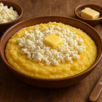 Kachamak s Sirene – Balkan-Maisbrei mit Käse und Butter