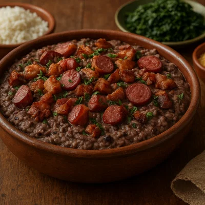 Tutu à mineira – brasilianisches Bohnenpüree mit Maniokmehl, Speck und Wurst