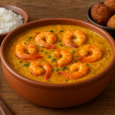 Brasilianisches Vatapá mit Garnelen und Kokosmilch