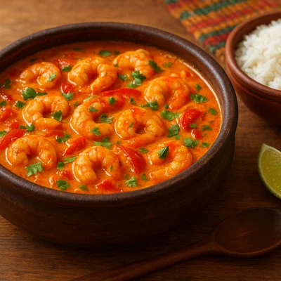 Moqueca de camarão – brasilianischer Garneleneintopf mit Kokosmilch