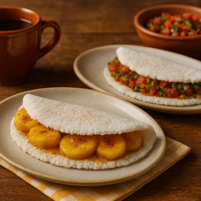Brasilianische Tapioca-Fladen mit süßer und herzhafter Füllung