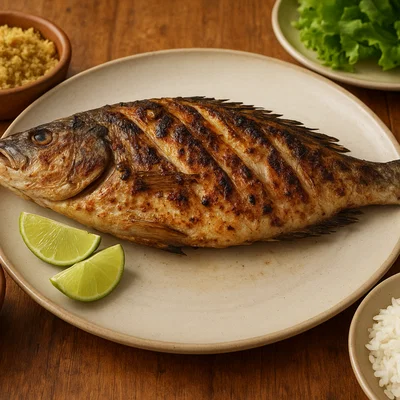 Pintado na brasa – brasilianischer Grillfisch über der Glut