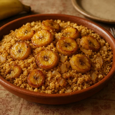 Farofa de Banana (manjokmehl mit gebratener Banane)