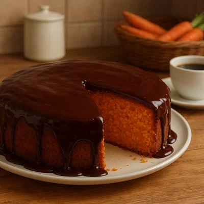 Brasilianischer Bolo de Cenoura mit Schokoguss