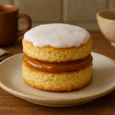 Bem-casado – brasilianische Biskuit-Doppelküchlein mit Dulce de Leche