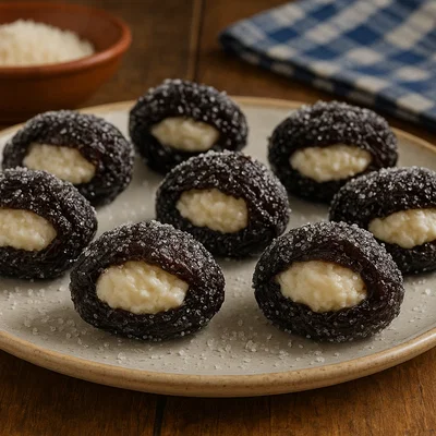 Olho de sogra (gefüllte Trockenpflaumen mit Kokoscreme)