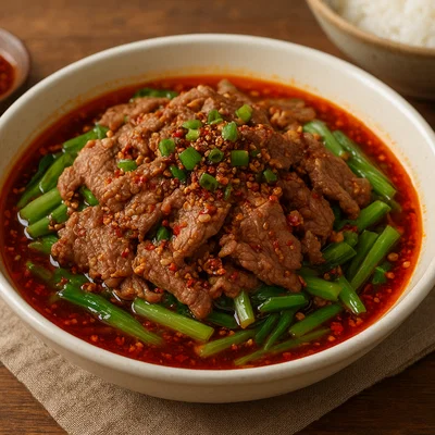 Shuizhu Niurou – In Chiliöl pochiertes Rindfleisch