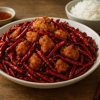 Laziji – Sichuan-Knoblauchhuhn im Chiliberge