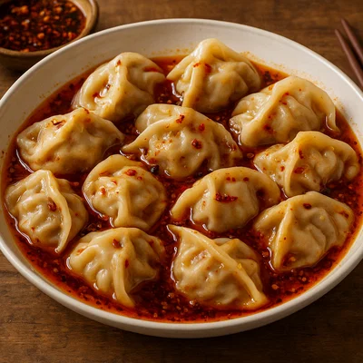 Zhong Shui Jiao – Schweinefleisch-Teigtaschen in süßer Chili-Soja-Öl-Sauce