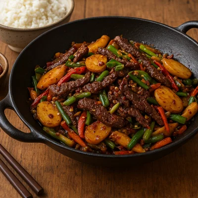 Ganguo – Trockener Wok-Topf mit Fleisch und Gemüse