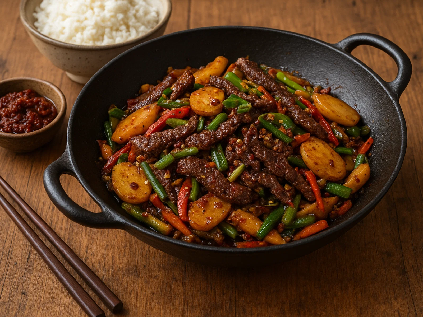 Ganguo – Trockener Wok-Topf mit Fleisch und Gemüse