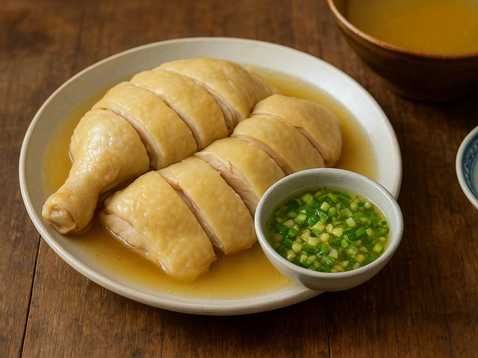 Bai Qie Ji – Pochiertes Huhn mit Ingwer-Frühlingszwiebel-Dip