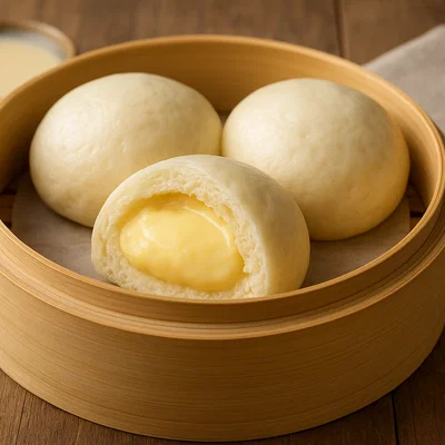 Lai Wong Bao – Gedämpfte Milchpudding‑Brötchen