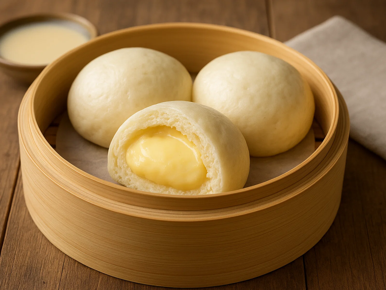 Lai Wong Bao – Gedämpfte Milchpudding‑Brötchen