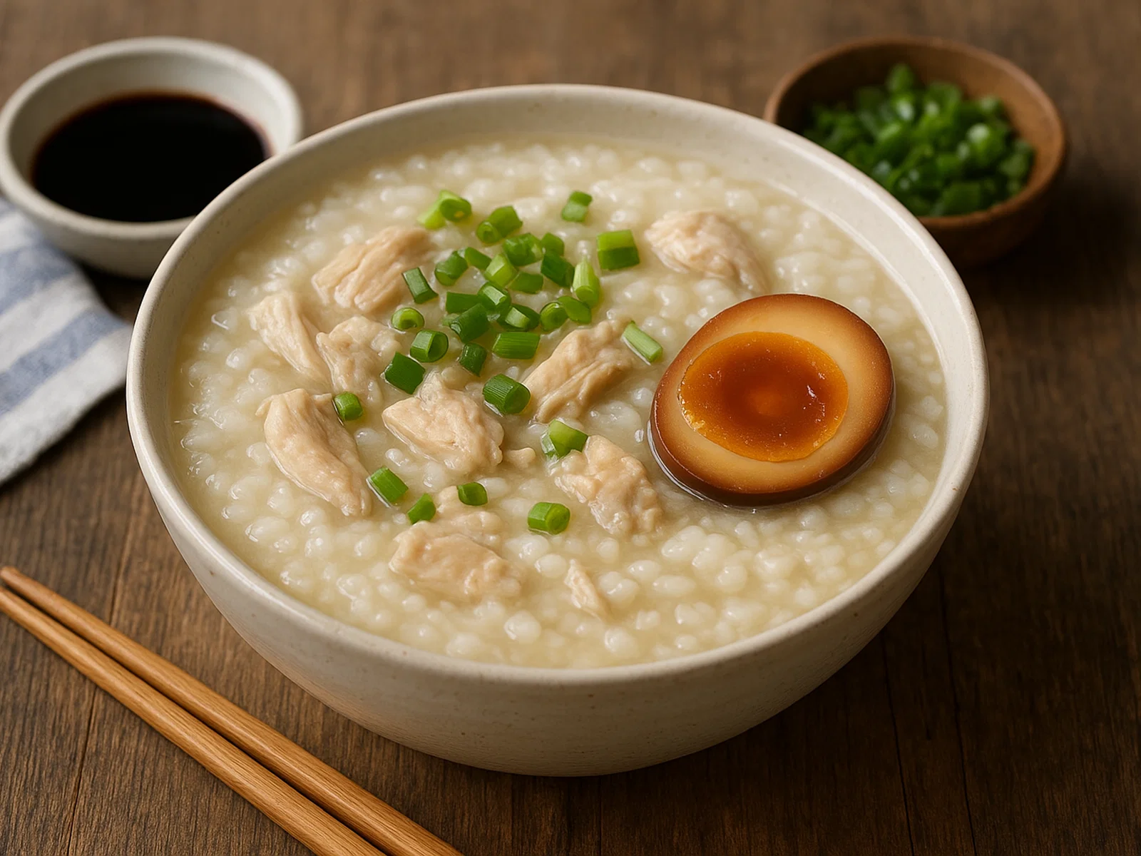 Jook – Herzhaftes Reis-Congee mit Huhn und fermentiertem Ei
