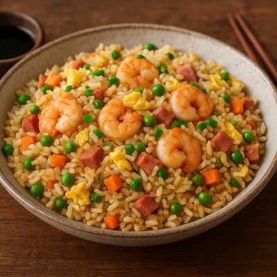 Yangzhou Chao Fan – Yangzhou‑Bratreis mit Garnelen, Schinken und Ei