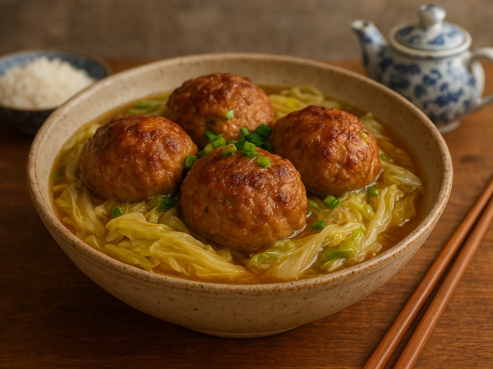 Shizitou – geschmorte chinesische Schweinefleischbällchen („Löwenkopf“)
