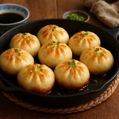 Shengjianbao – in der Pfanne gebratene gefüllte Brötchen