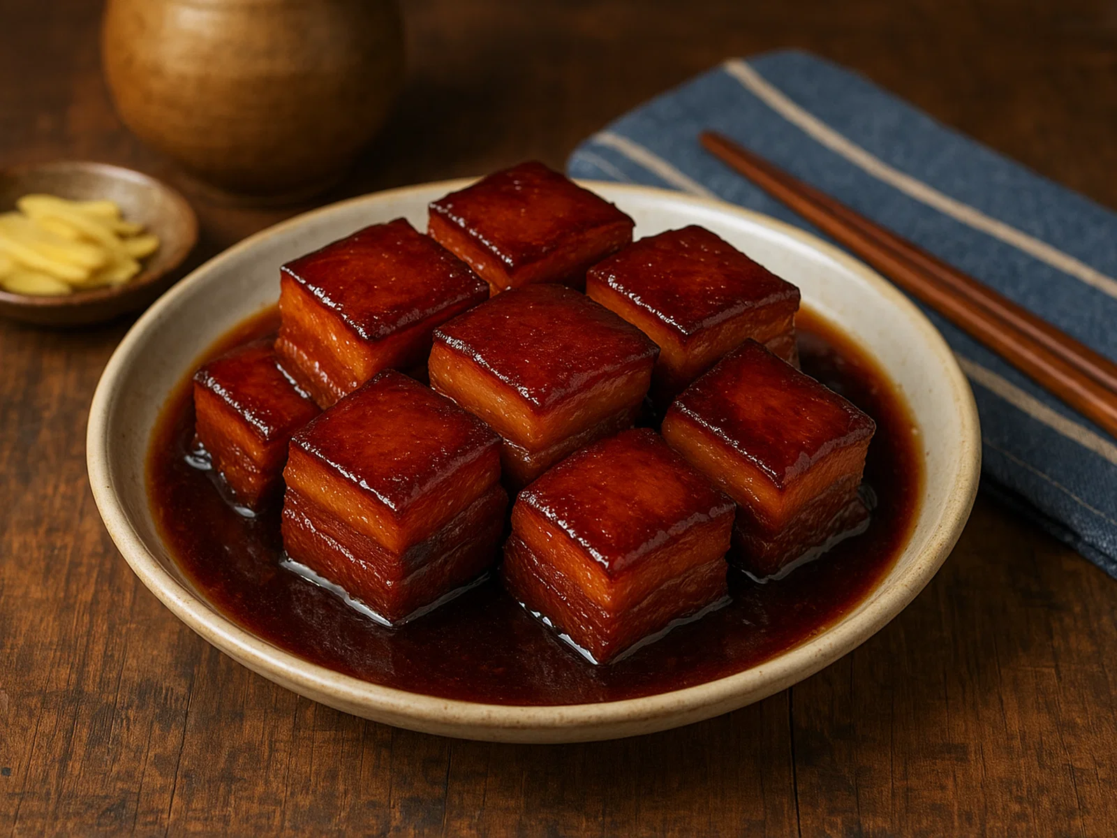 Dongpo Rou – Rot geschmorter Schweinebauch nach Hangzhou-Art