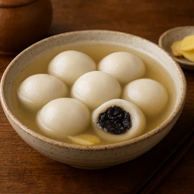 Ningbo Tangyuan – Klebreisbällchen mit schwarzer Sesamfüllung