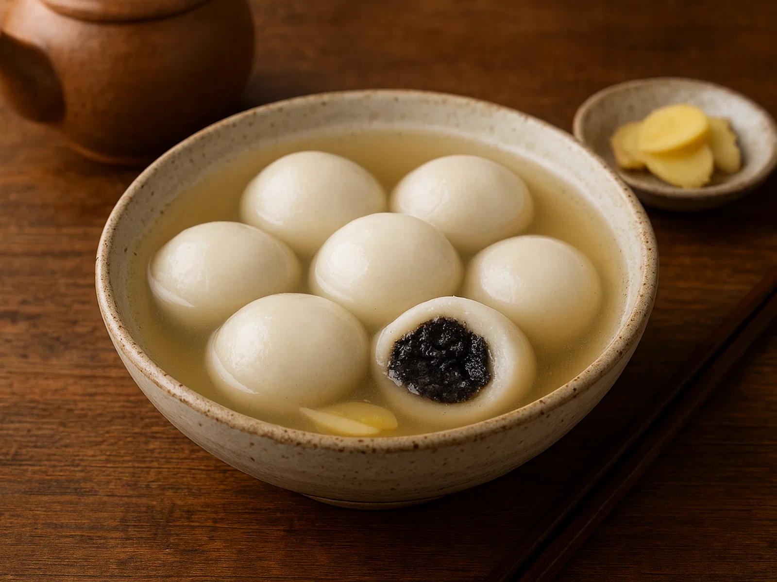 Ningbo Tangyuan – Klebreisbällchen mit schwarzer Sesamfüllung