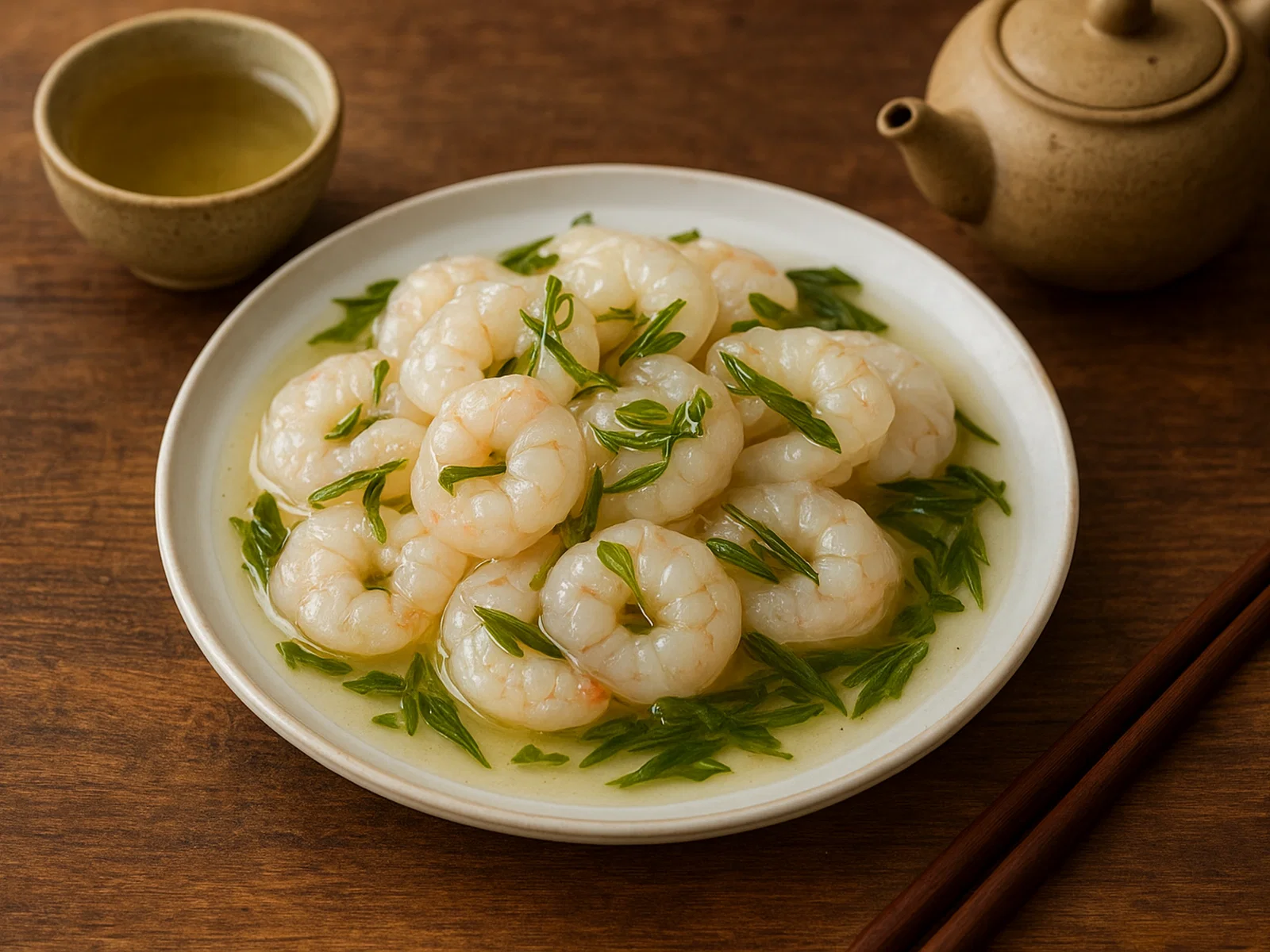 Longjing Xiaren – Garnelen mit Longjing-Tee