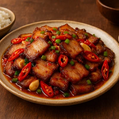 Xiang Larou – Hunan-Style gebratenes geräuchertes Pökelfleisch mit Chili