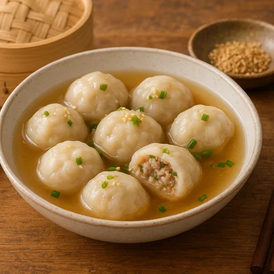 Zimu Yuan – Chinesische Reismehl-Klößchen mit Fleischfüllung