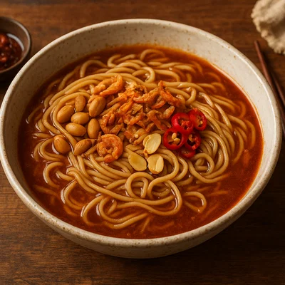 Sha Cha Mian – Nudeln in würziger Sha-Cha-Brühe