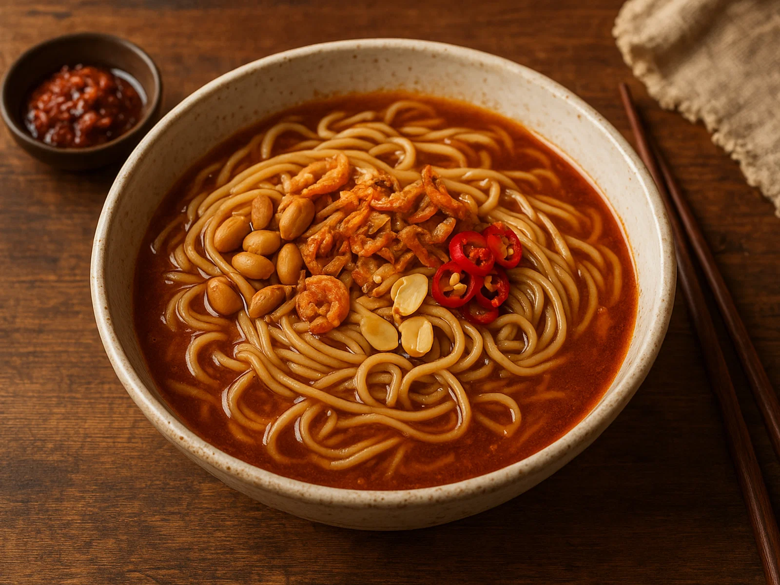 Sha Cha Mian – Nudeln in würziger Sha-Cha-Brühe
