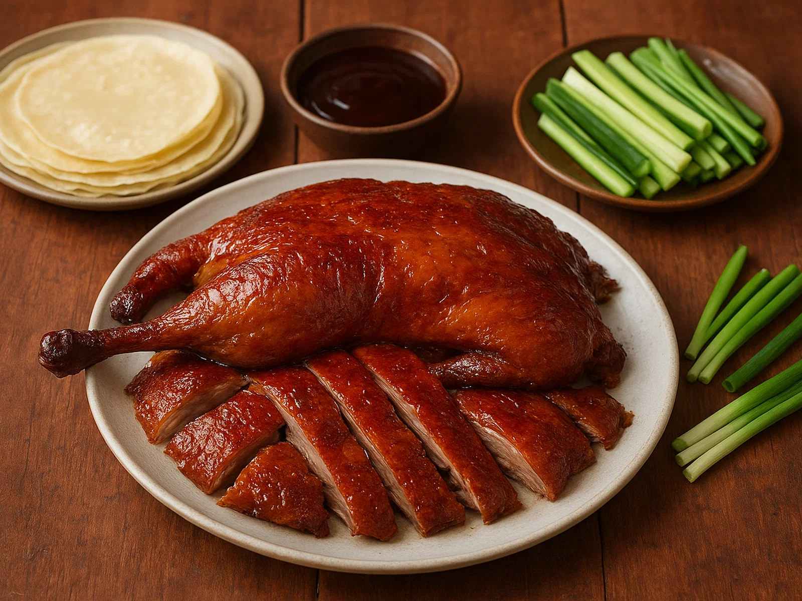 Peking-Ente (Beijing Kao Ya) mit Pfannkuchen und Hoisin