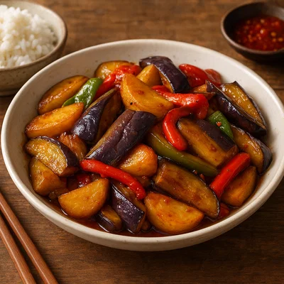 Di San Xian – Gebratene Kartoffeln, Auberginen und Paprika