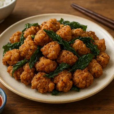 Yan Su Ji – Knuspriges taiwanesisches Popcorn-Hähnchen mit Basilikum