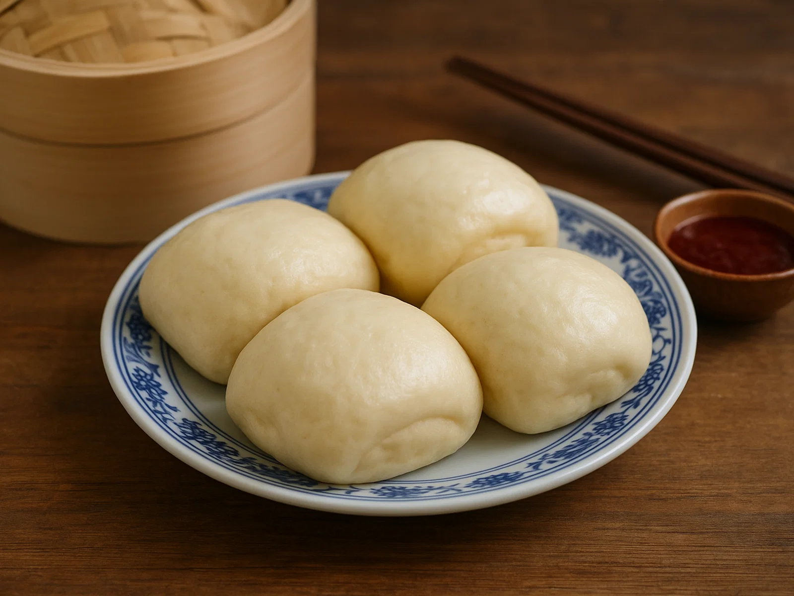 Klassische chinesische Mantou (gedämpftes Hefebrot)