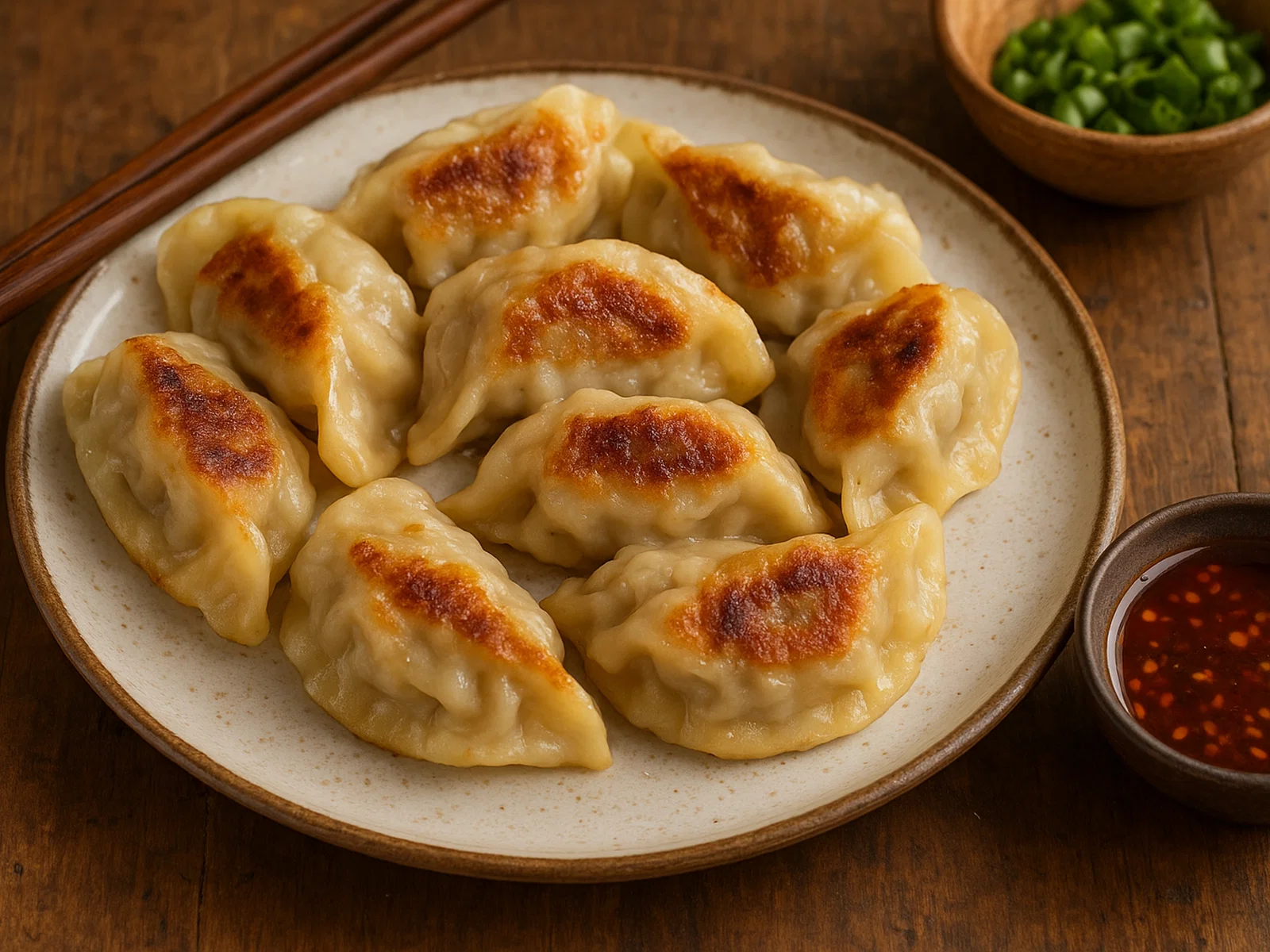 Jiaozi (chinesische Teigtaschen mit Schweinehackfüllung)