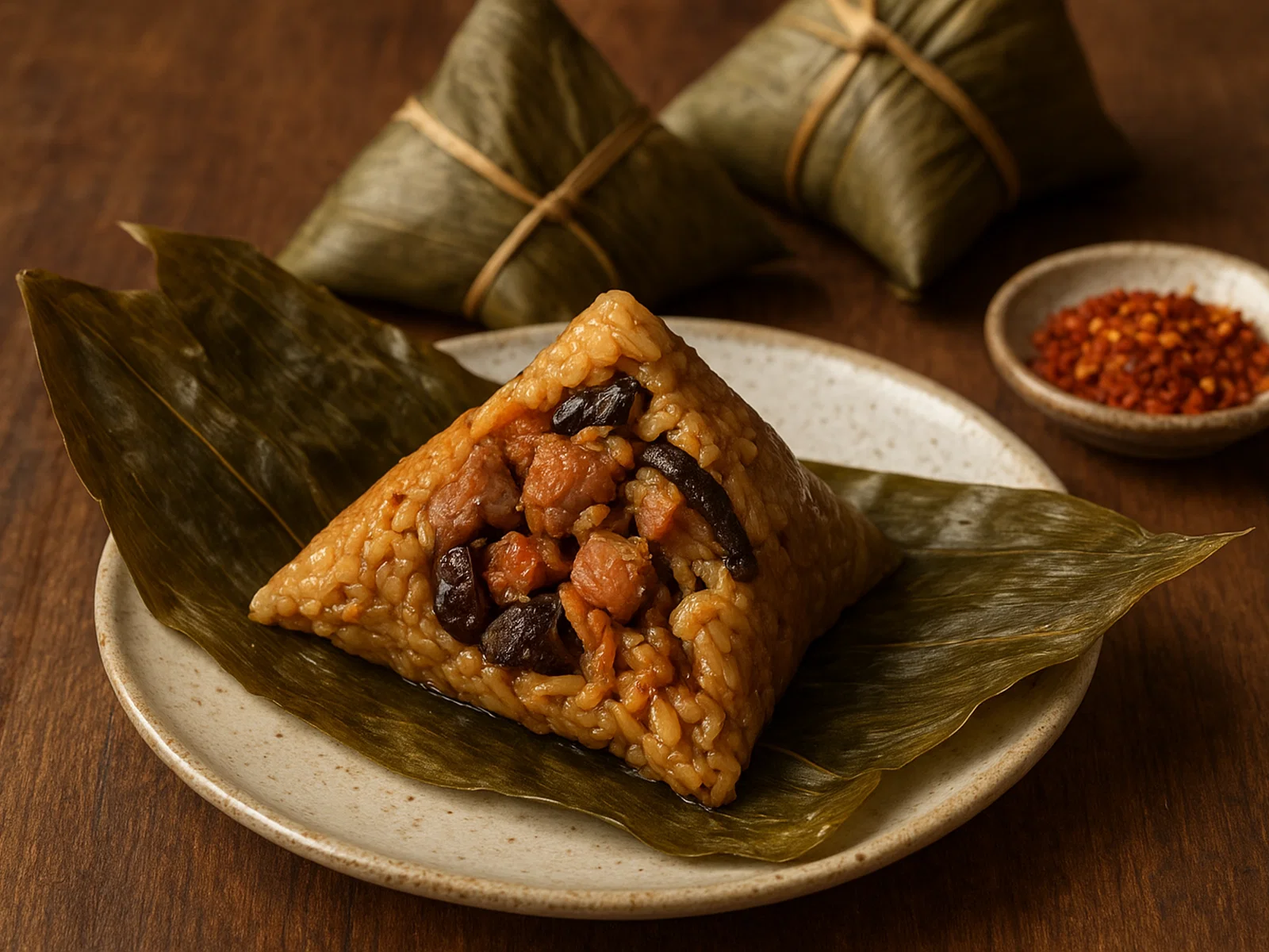 Herzhafte Zongzi mit Schweinefleischfüllung