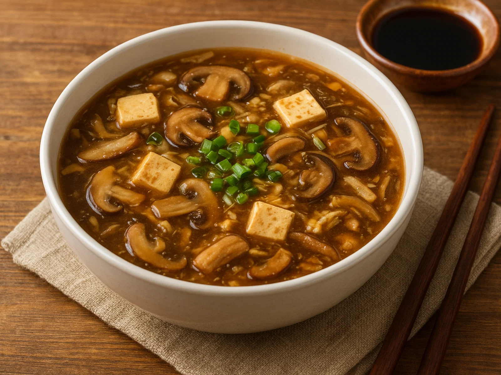Hot-and-Sour-Suppe mit Tofu und Pilzen