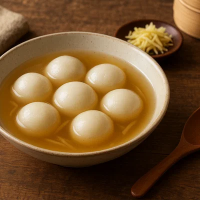 Tangyuan – Süße Klebreisbällchen in Ingwer-Zucker-Sirup