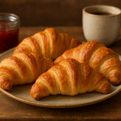 Buttrige Croissants aus Plunderteig