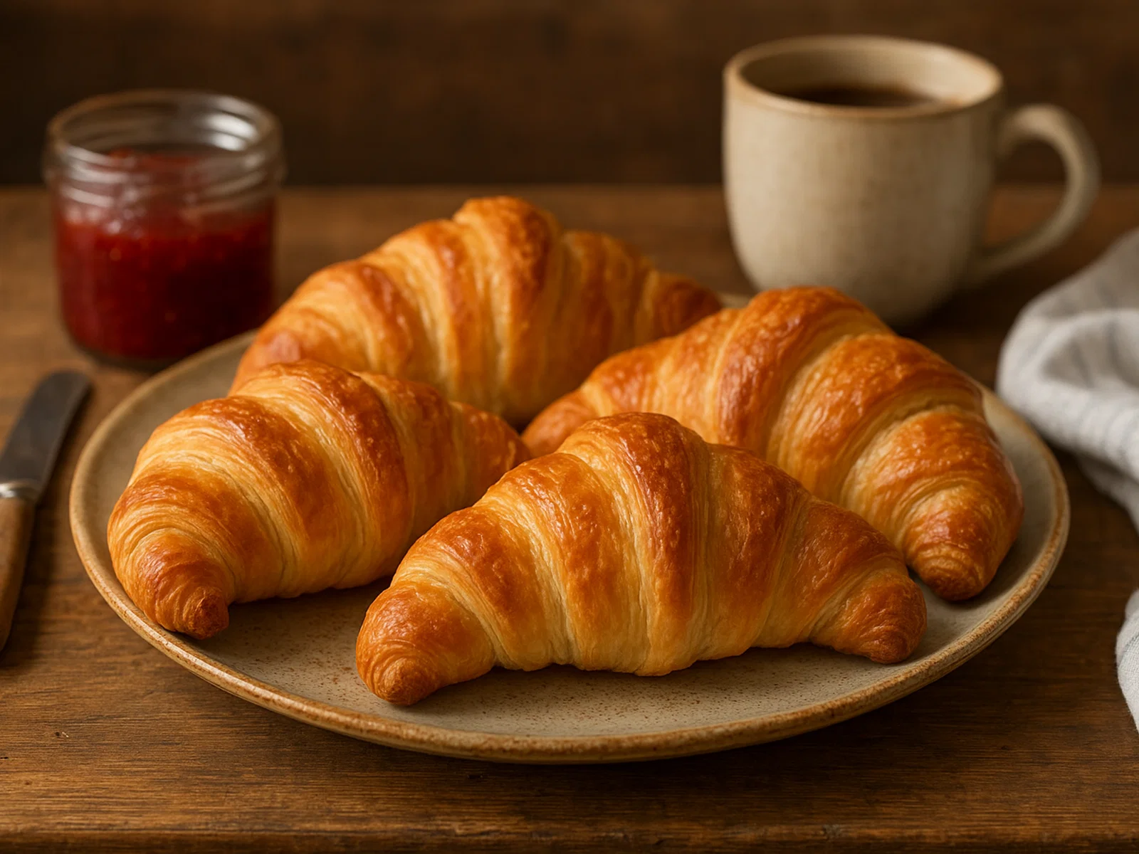 Buttrige Croissants aus Plunderteig