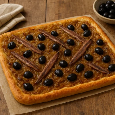 Pissaladière – provenzalischer Zwiebelfladen mit Sardellen und Oliven