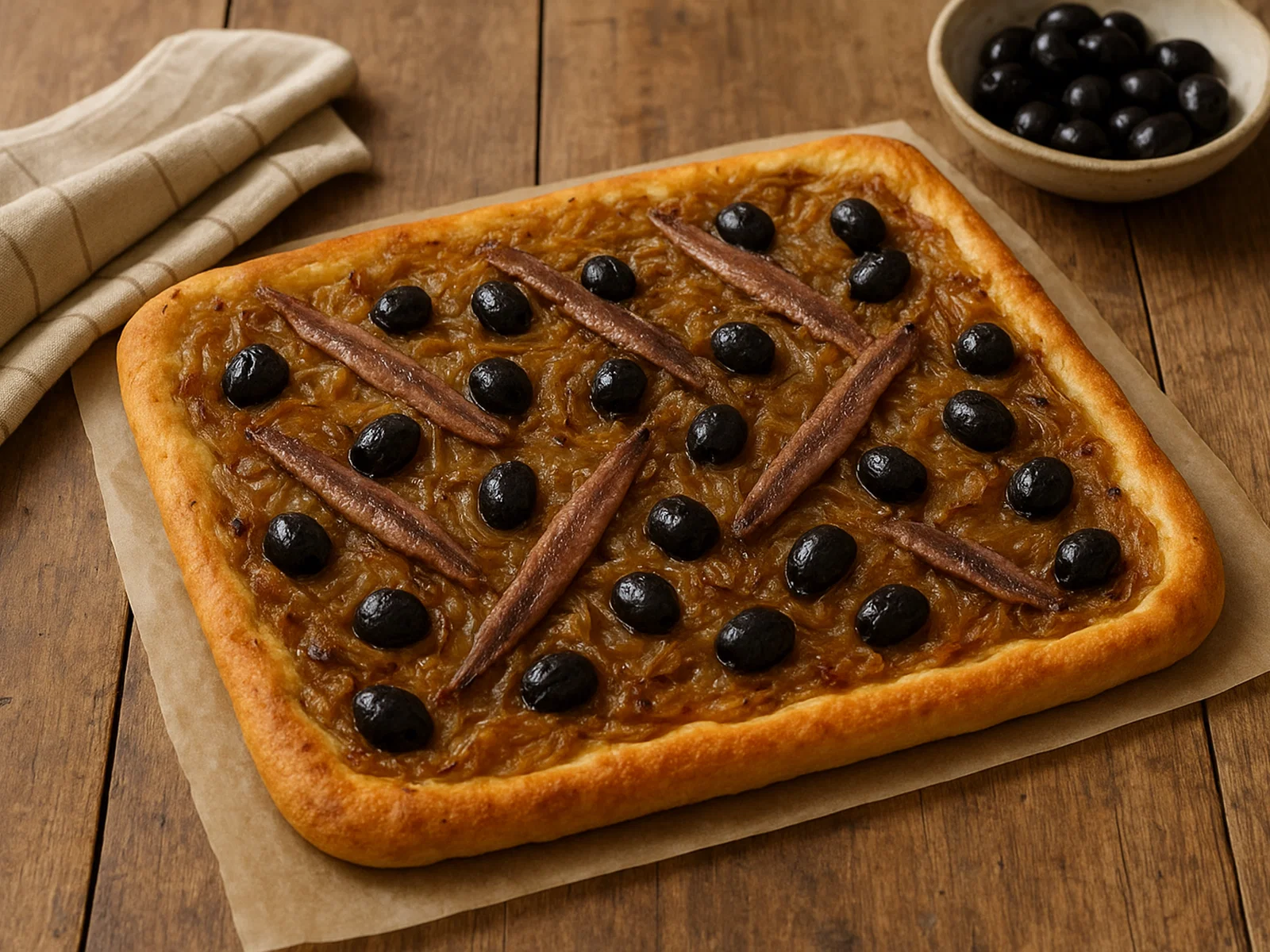 Pissaladière – provenzalischer Zwiebelfladen mit Sardellen und Oliven