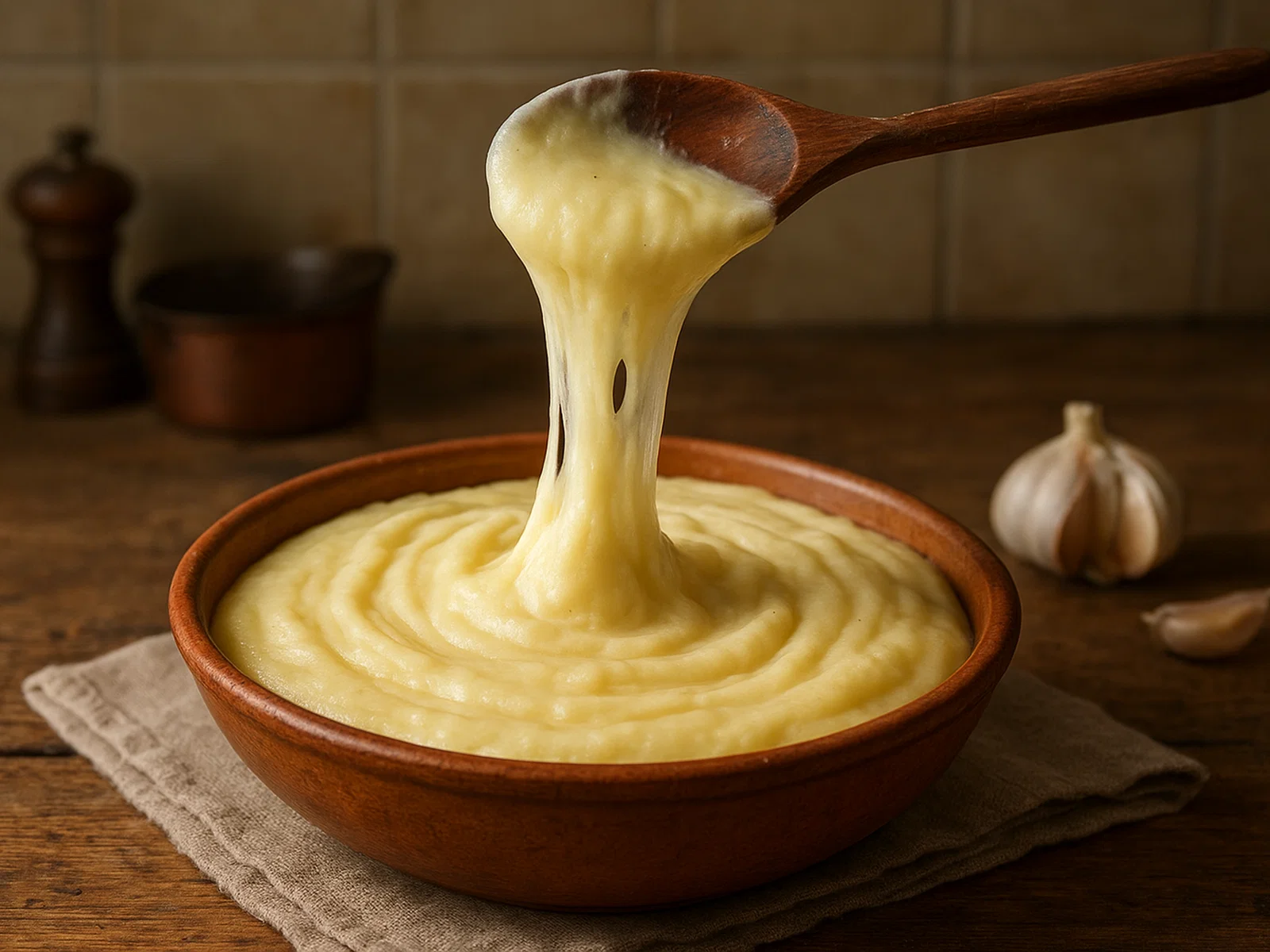 Aligot – Französisches Kartoffelpüree mit elastischem Käsefaden