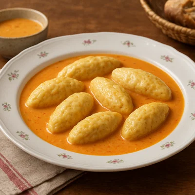 Quenelles de brochet mit Sauce Nantua (Hechtklößchen in Krebssauce)