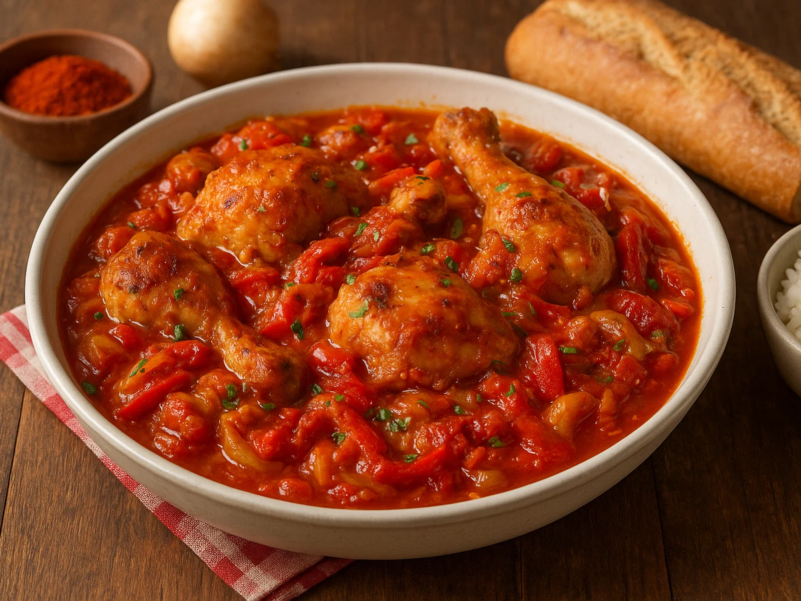 Poulet basquaise – Baskisches Hähnchen mit Paprika und Tomaten