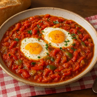 Baskische Piperade mit Ei